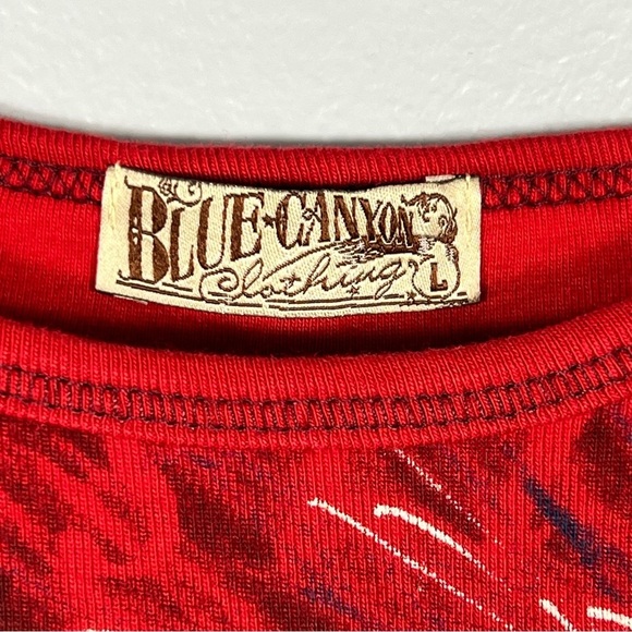 USA Southern Grunge Patriotic Tee Size Large Blue Canyon Shirt Y2K Country LNC - Picture 5 of 8